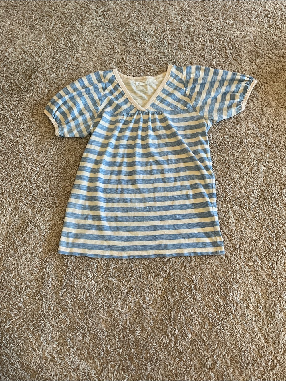GENERRA Blue & Cream Striped V-Neck Knit Tunic